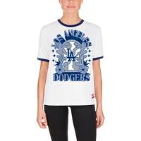 Women's New Era White Los Angeles Dodgers Oversized Ringer T-Shirt