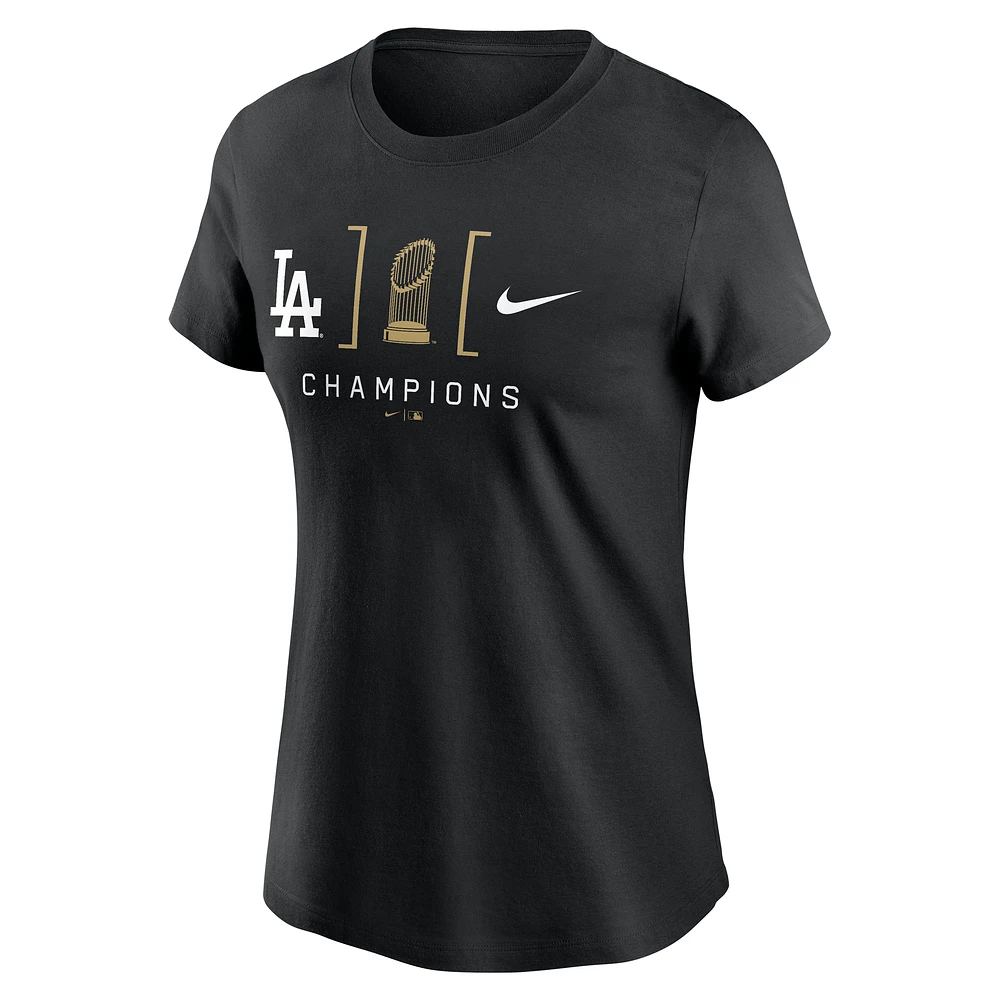 Women's Nike Black Los Angeles Dodgers 2024 World Series Champions Lockup T-Shirt