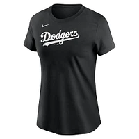 Women's Nike  Black Los Angeles Dodgers Fuse Wordmark T-Shirt