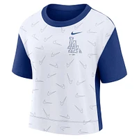 T-shirt Nike Los Angeles Dodgers Line Up High Hip Fashion pour femme - Bleu roi/blanc