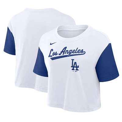 T-shirt court Nike Performance blanc/bleu royal Los Angeles Dodgers pour femme