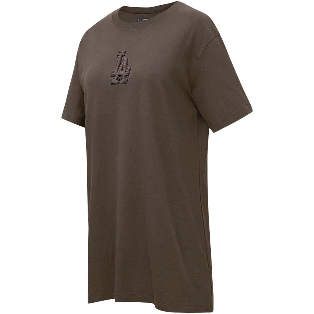Women's Pro Standard Brown Los Angeles Dodgers Neutral T-Shirt Dress