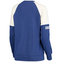 Women's Starter Royal/Red Los Angeles Dodgers Baseline Raglan Pullover Sweatshirt