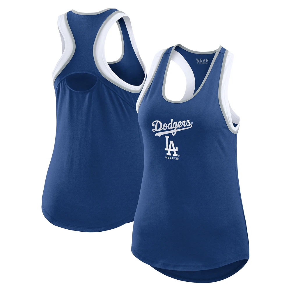 WEAR by Erin Andrews Débardeur à dos nageur color block Royal Los Angeles Dodgers pour femmes
