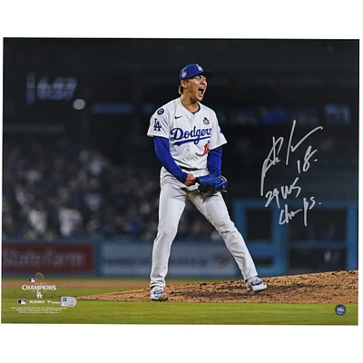Yoshinobu Yamamoto Los Angeles Dodgers Autographed 2024 MLB World Series Champions 16" x 20" Photograph with "24 WS Champ" Inscription