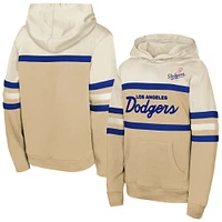 Youth Mitchell & Ness  Cream Los Angeles Dodgers Head Coach Pullover Hoodie