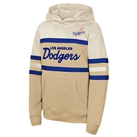 Youth Mitchell & Ness  Cream Los Angeles Dodgers Head Coach Pullover Hoodie