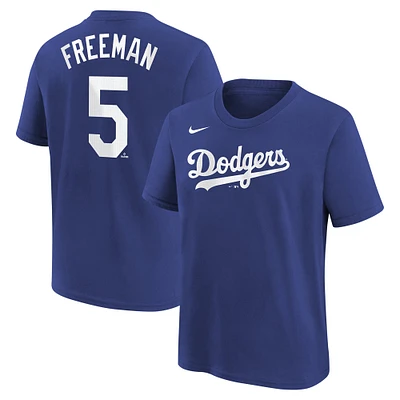 T-shirt Nike Freddie Freeman Royal Los Angeles Dodgers pour jeunes avec nom et numéro du joueur à domicile