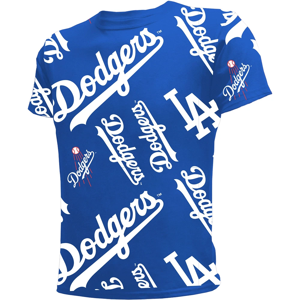 Youth Stitches Royal Los Angeles Dodgers Allover Team T-Shirt