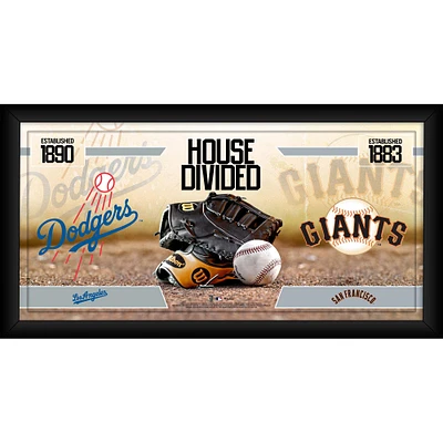 Los Angeles Dodgers vs. San Francisco Giants Framed 10" x 20" House Divided Baseball Collage