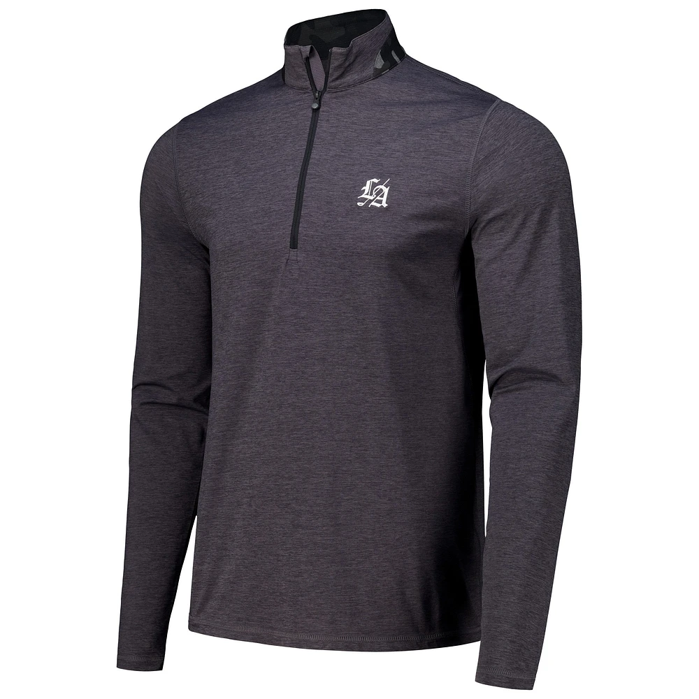 Men's Greyson Clothiers Heather Black Los Angeles Golf Club Guide Sport Performance Quarter-Zip Pullover