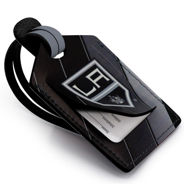 Étiquette de bagage en cuir personnalisée Los Angeles Kings noire
