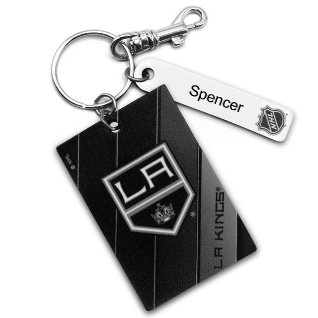 Porte-clés rectangle en cuir personnalisé Los Angeles Kings noir
