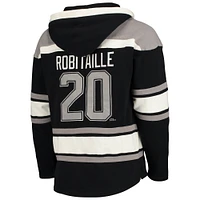 Men's '47 Luc Robitaille Black Los Angeles Kings Retired Player Name & Number Lacer Pullover Hoodie