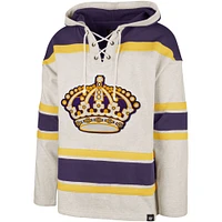 Men's '47  Oatmeal Los Angeles Kings Rockaway Lacer Pullover Hoodie