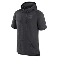 Men's Fanatics Heather Charcoal Los Angeles Kings Authentic Pro Road Performance Short Sleeve Pullover Hoodie