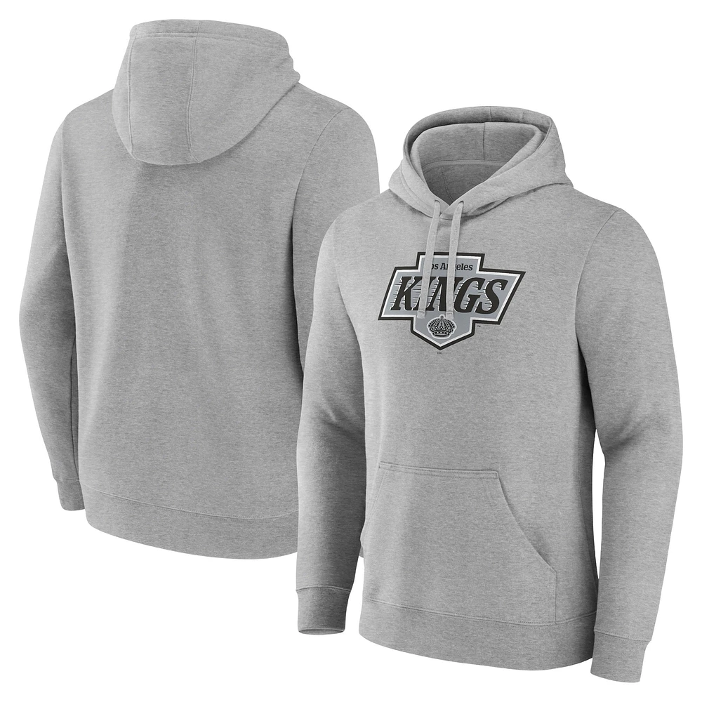 Men's Fanatics Heather Gray Los Angeles Kings New Primary Logo Pullover Hoodie