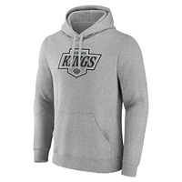 Men's Fanatics Heather Gray Los Angeles Kings New Primary Logo Pullover Hoodie