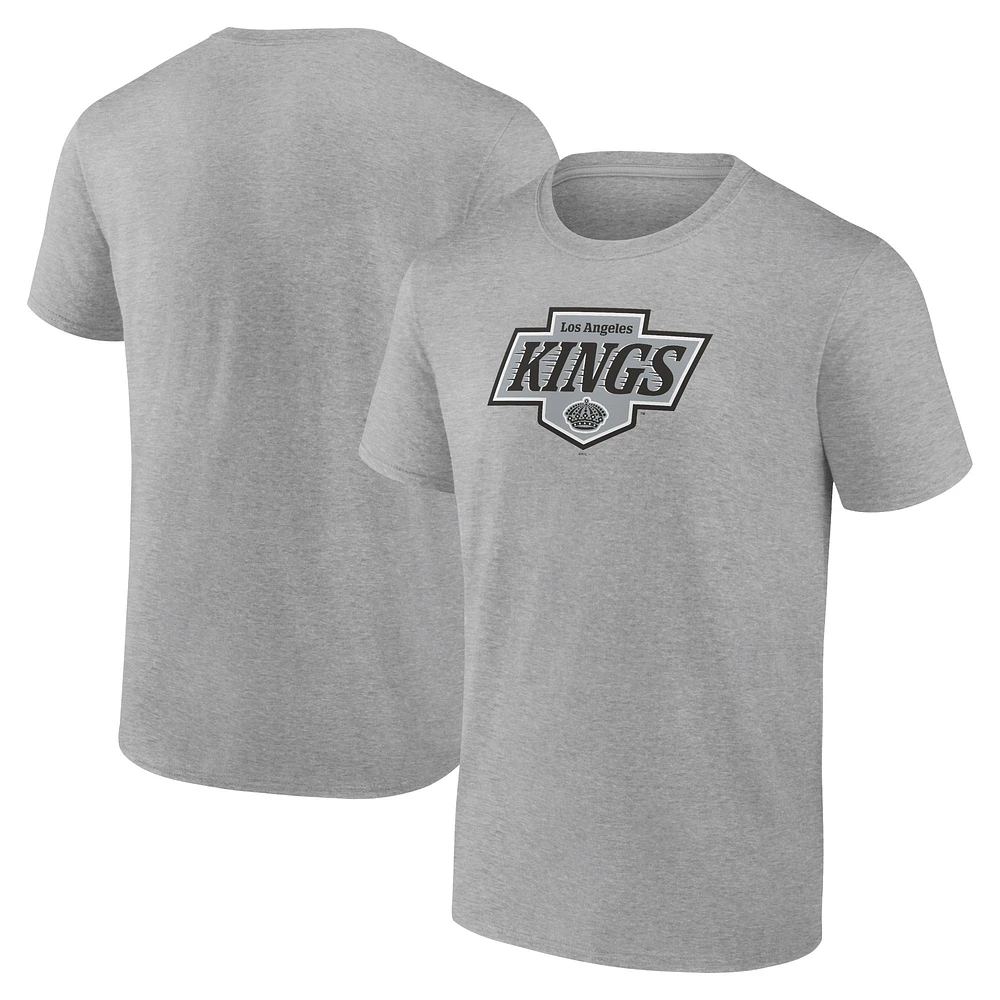 T-shirt avec nouveau logo principal des Kings de Los Angeles Fanatics gris chiné pour hommes