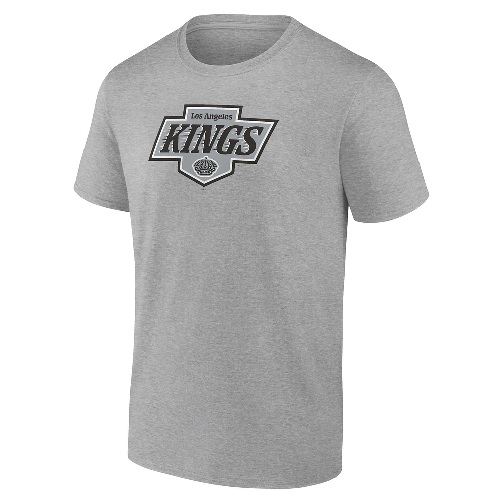 T-shirt avec nouveau logo principal des Kings de Los Angeles Fanatics gris chiné pour hommes
