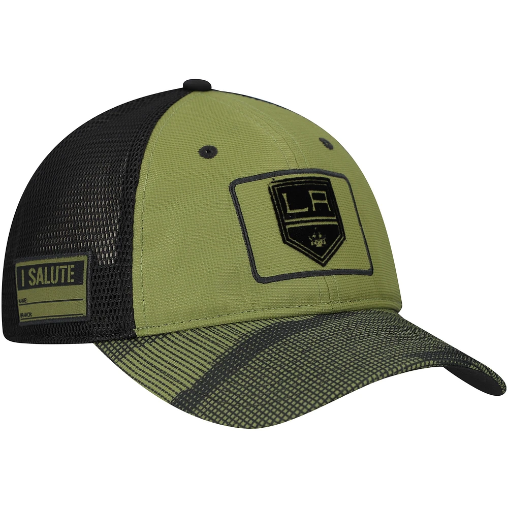 Men's Fanatics Olive Los Angeles Kings Military Appreciation Trucker Adjustable Hat