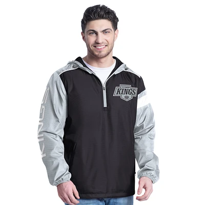 Veste à capuche demi-zip latéral G-III Sports by Carl Banks pour homme, noire/argentée, des Los Angeles Kings
