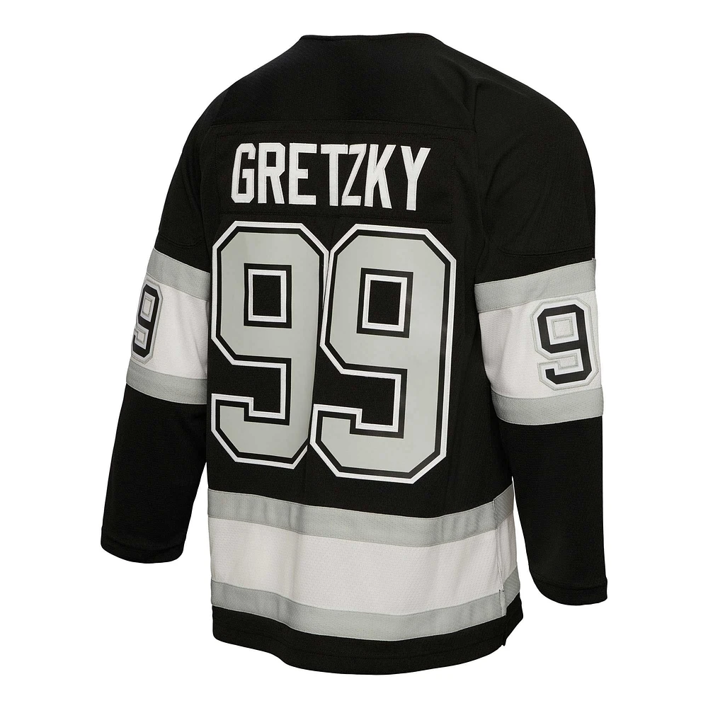 Men's Mitchell & Ness Wayne Gretzky Black Los Angeles Kings  1992 Captain Patch Blue Line Player Jersey