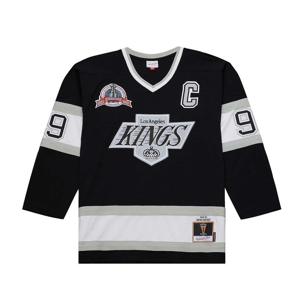Men's Mitchell & Ness Wayne Gretzky Black Los Angeles Kings Big Tall 1992/93 Blue Line 2.0 Jersey