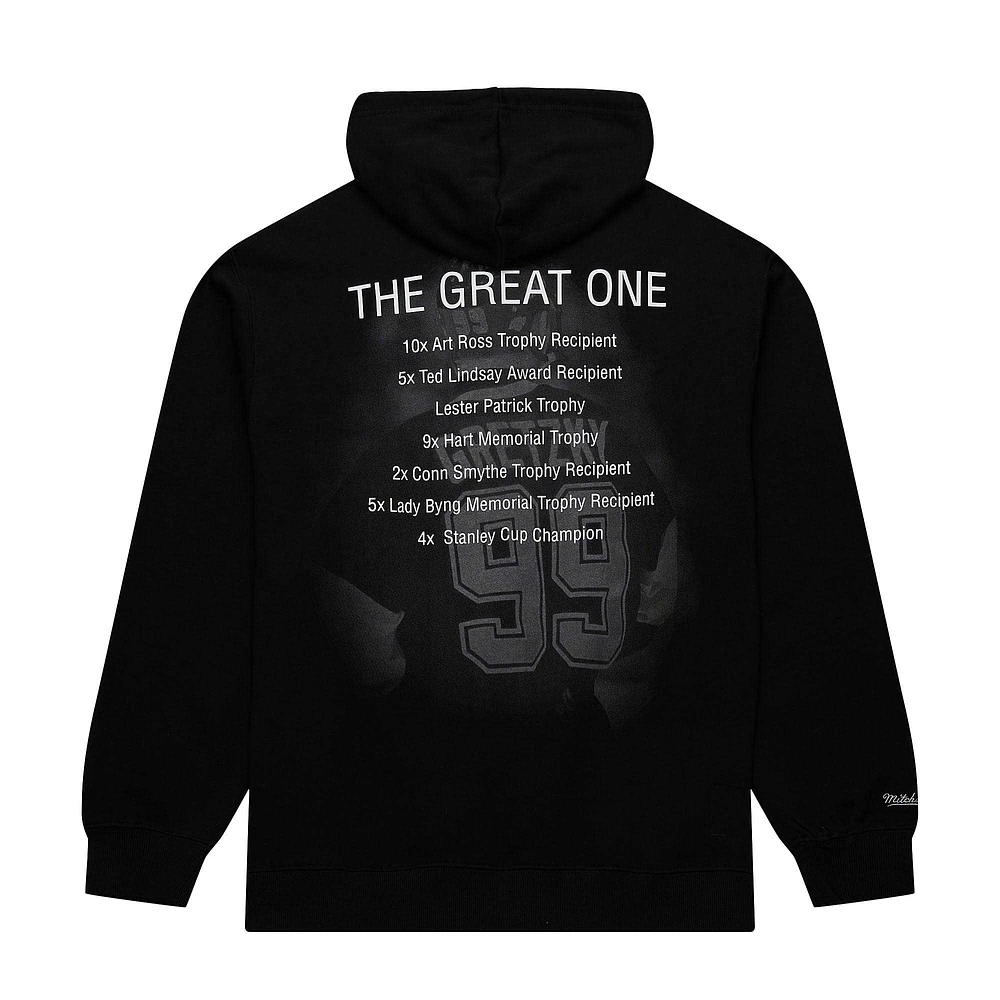 Men's Mitchell & Ness Wayne Gretzky Black Los Angeles Kings Premium Name Number Fleece Pullover Sweatshirt