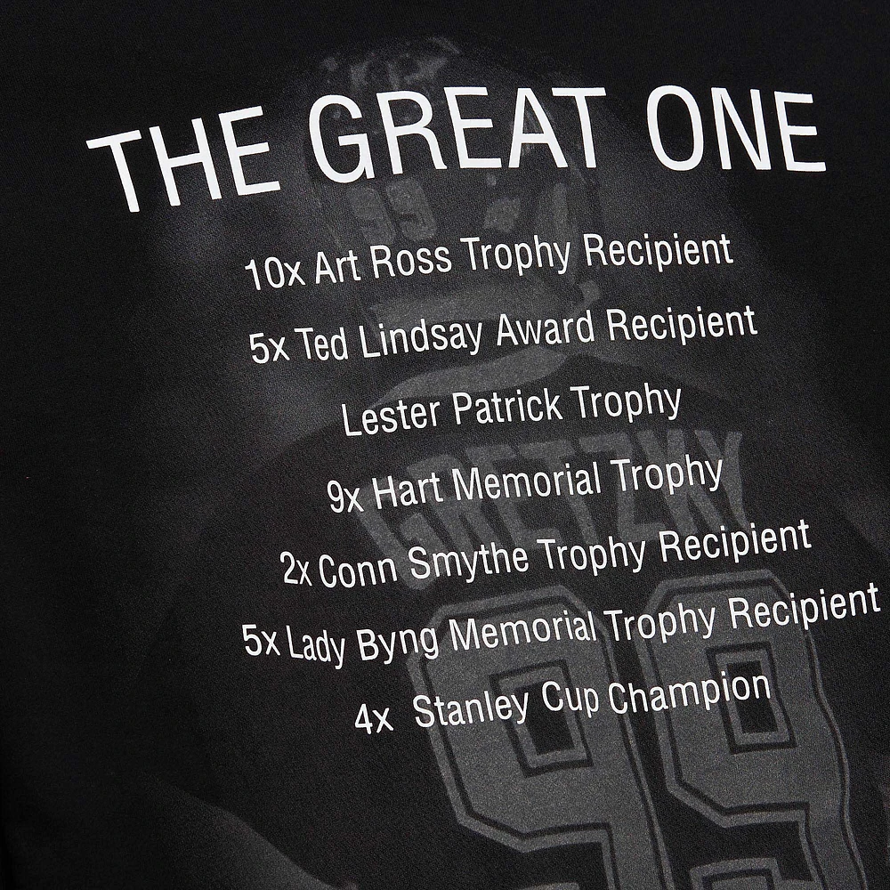Men's Mitchell & Ness Wayne Gretzky Black Los Angeles Kings Premium Name Number Fleece Pullover Sweatshirt