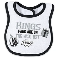 Newborn WEAR by Erin Andrews Los Angeles Kings Allover Print Full-Zip Sleeper & Bib Christmas Set