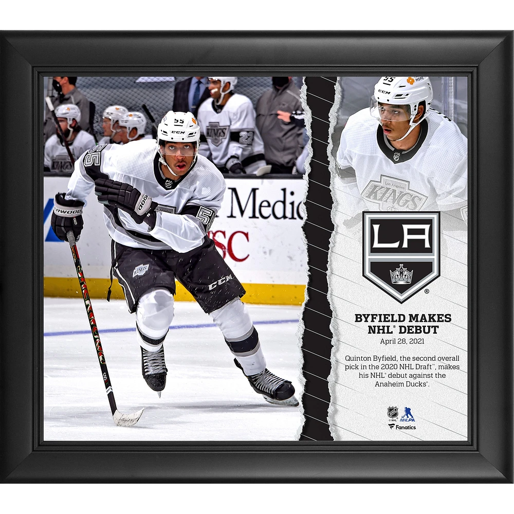 Quinton Byfield Los Angeles Kings Framed 15" x 17" NHL Debut Collage
