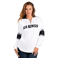 T-shirt à capuche manches longues et lacets G-III 4Her par Carl Banks pour femme, blanc, Los Angeles Kings Goal Zone