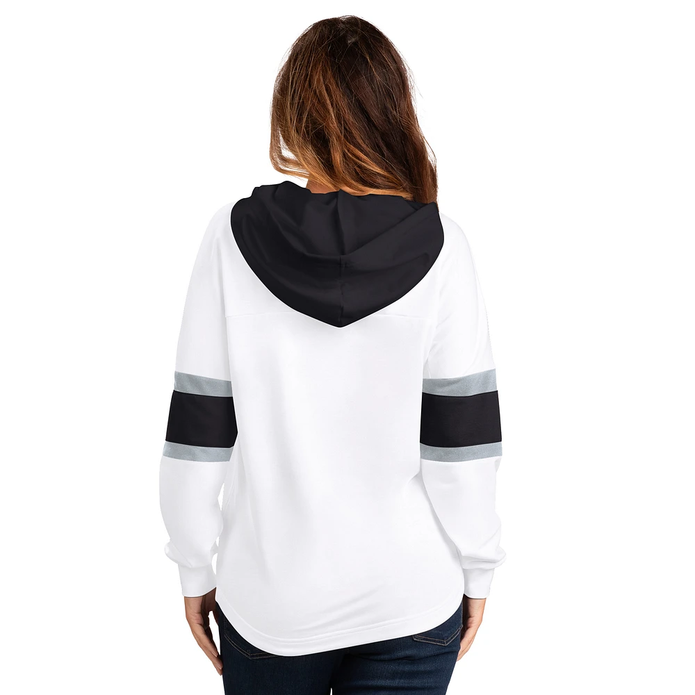 T-shirt à capuche manches longues et lacets G-III 4Her par Carl Banks pour femme, blanc, Los Angeles Kings Goal Zone