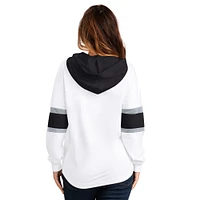 T-shirt à capuche manches longues et lacets G-III 4Her par Carl Banks pour femme, blanc, Los Angeles Kings Goal Zone