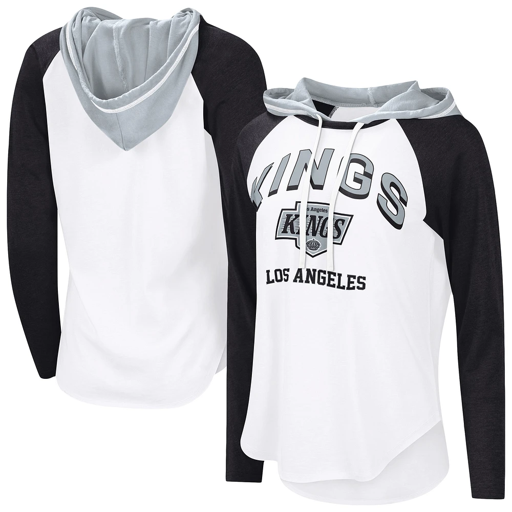 T-shirt à capuche manches longues raglan G-III 4Her par Carl Banks pour femme, blanc, Los Angeles Kings VIP
