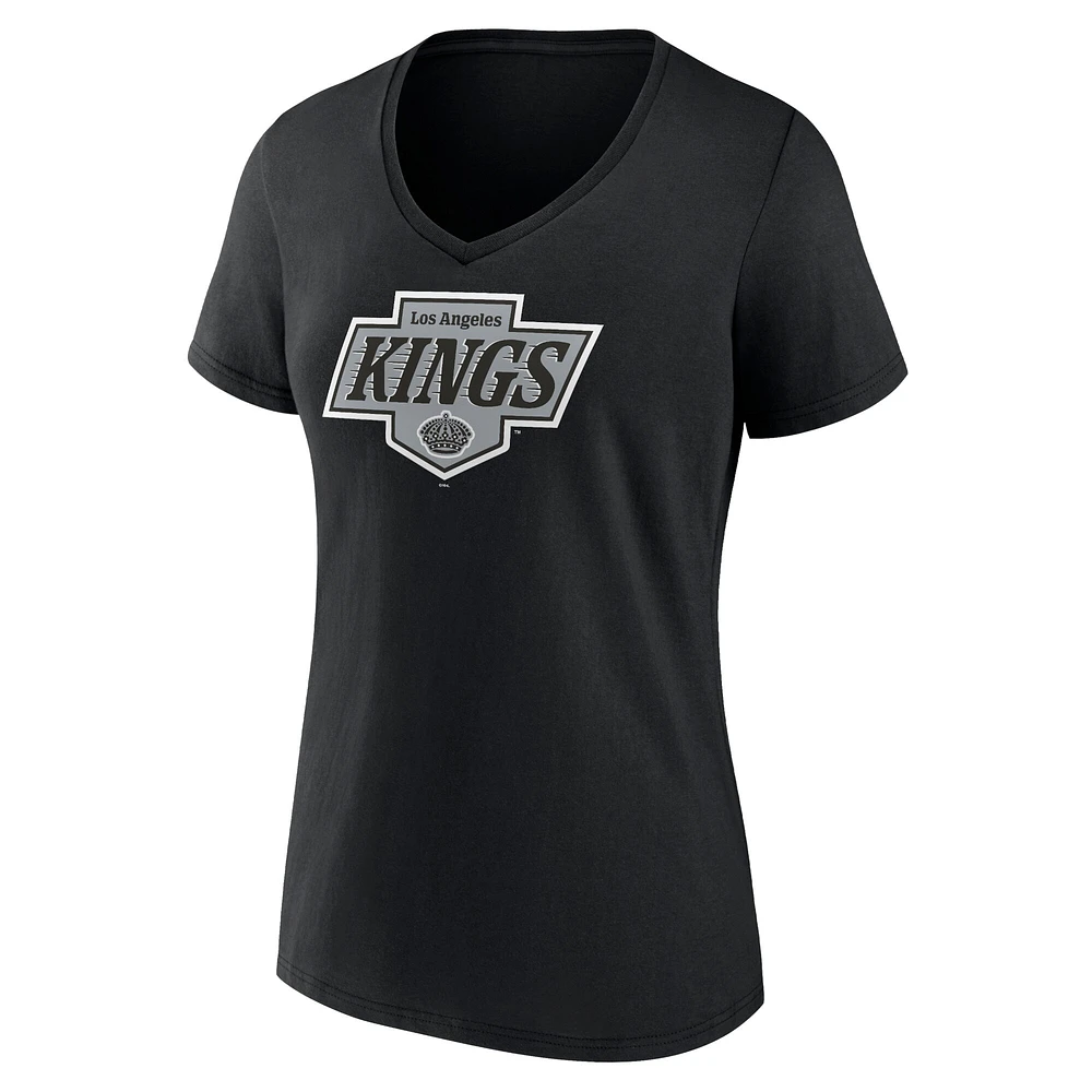 Women's Fanatics Black Los Angeles Kings New Primary Logo V-Neck T-Shirt