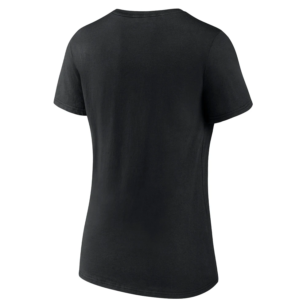 Women's Fanatics Black Los Angeles Kings New Primary Logo V-Neck T-Shirt