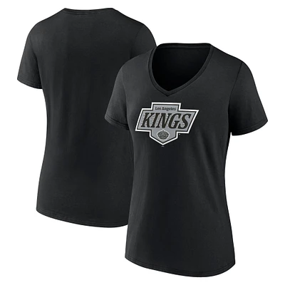 Women's Fanatics Black Los Angeles Kings New Primary Logo V-Neck T-Shirt