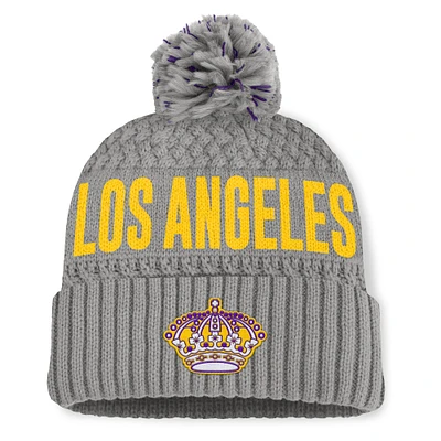 Women's Fanatics  Gray Los Angeles Kings Heritage Tilly Cuffed Knit Hat with Pom
