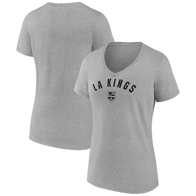 T-shirt col en V gris fanatiques pour femmes des Los Angeles Kings