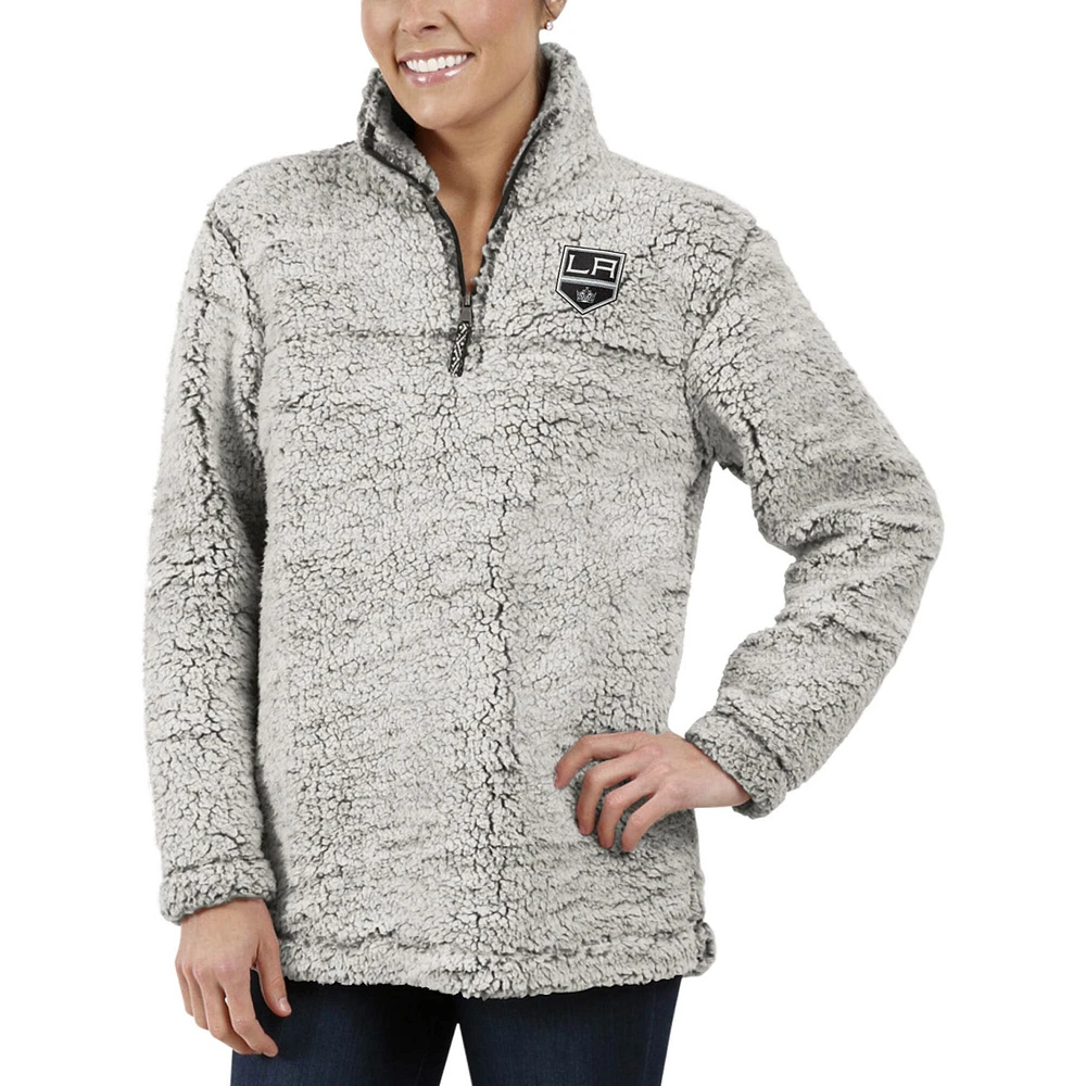 Women's G-III 4Her by Carl Banks Gray Los Angeles Kings Sherpa Quarter-Zip Pullover Jacket