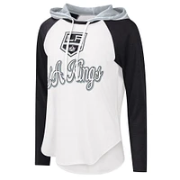 Women's G-III Sports by Carl Banks White/Black Los Angeles Kings MVP Raglan Lightweight Hooded T-Shirt