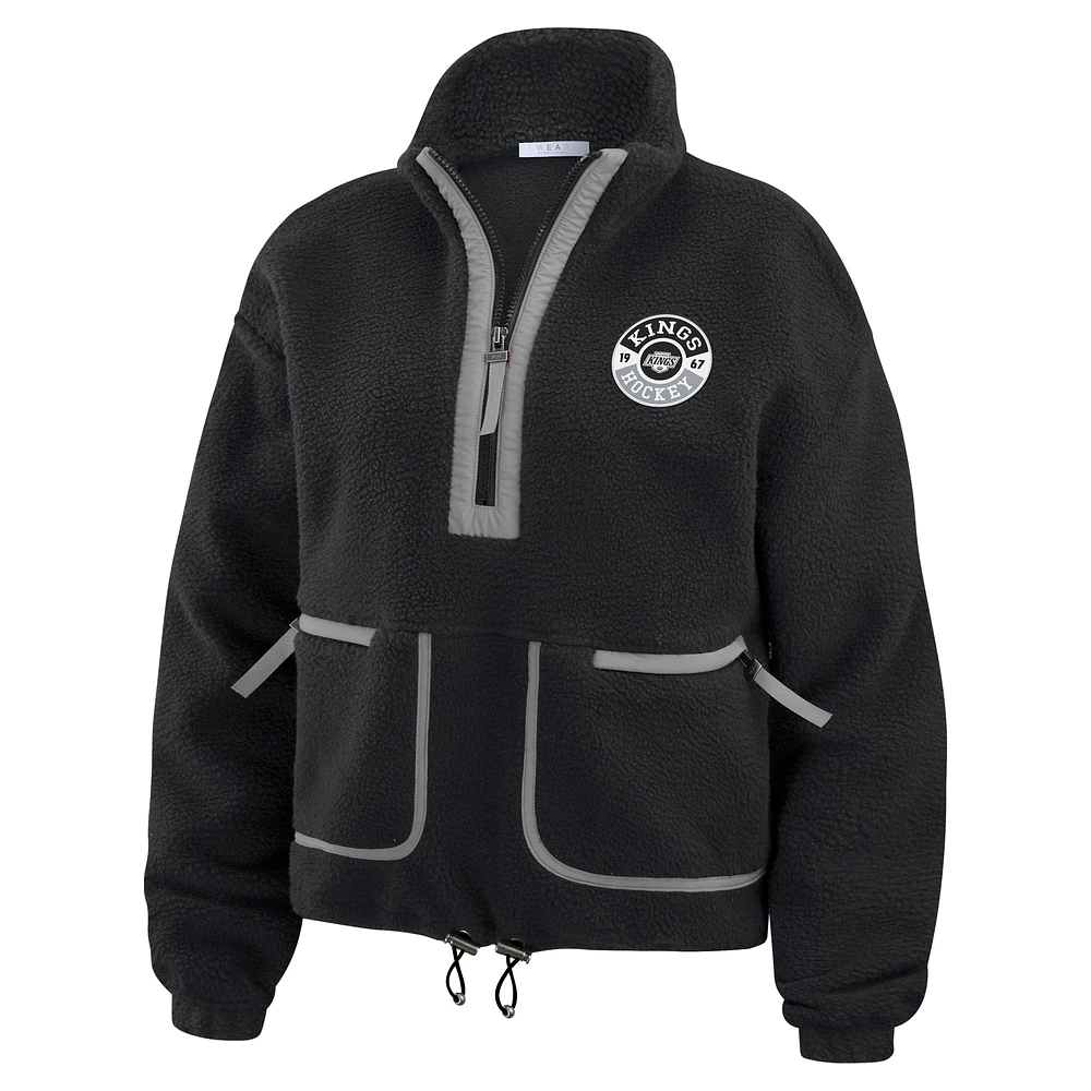 Women's WEAR by Erin Andrews  Black Los Angeles Kings Polar Fleece Half-Zip Jacket