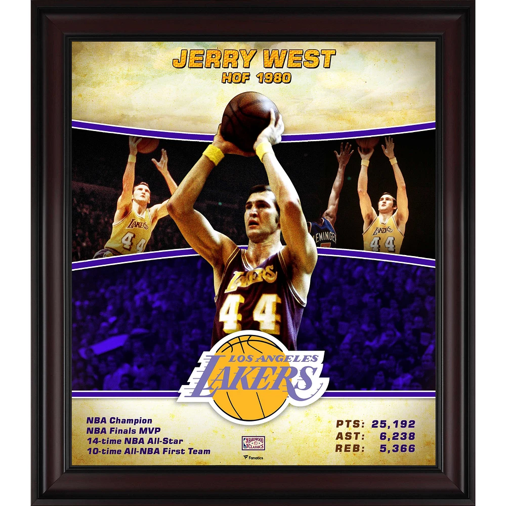 Jerry West Los Angeles Lakers Framed 15" x 17" Hardwood Classics Player Collage