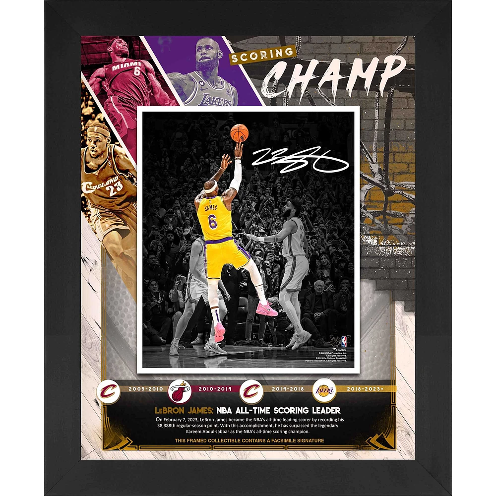 Collage de photos encadrées de LeBron James, record de points de tous les temps de la NBA, 16" x 20"