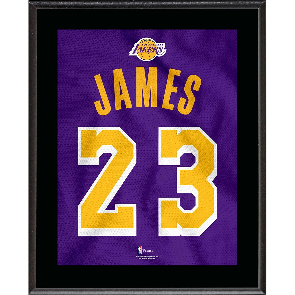 LeBron James Los Angeles Lakers 10,5 "x 13" Violet 2018-19 Maillot Style Numéro 23 Plaque Sublimée