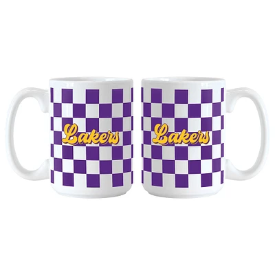 Lot de 2 tasses à logo à carreaux Los Angeles Lakers de 15 oz