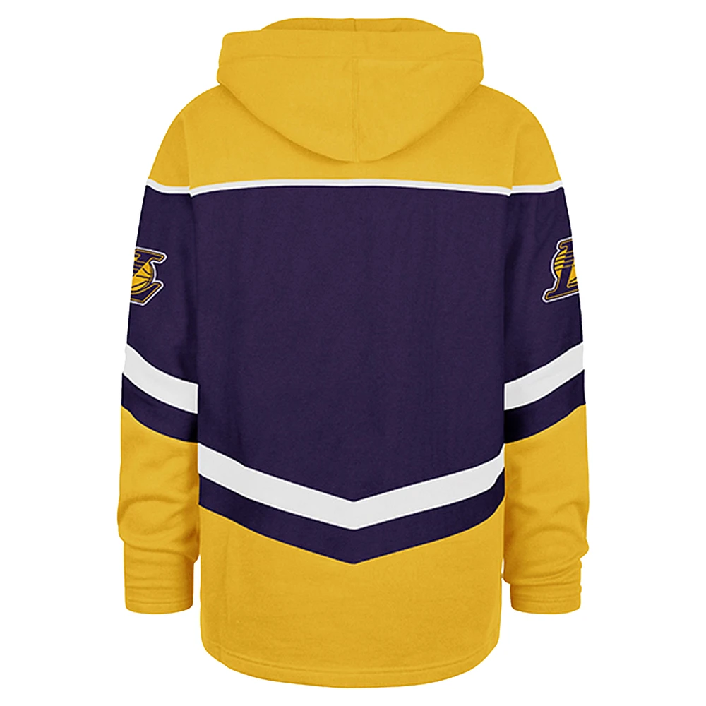 Sweat à capuche oversize violet Los Angeles Lakers '47 pour homme avec lacets en tri-satin