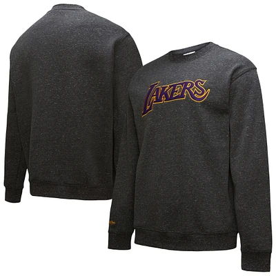 Men's Black Los Angeles Lakers Mitchell & Ness Out Collection Snow Washed Vintage Logo Pullover Sweatshirt
